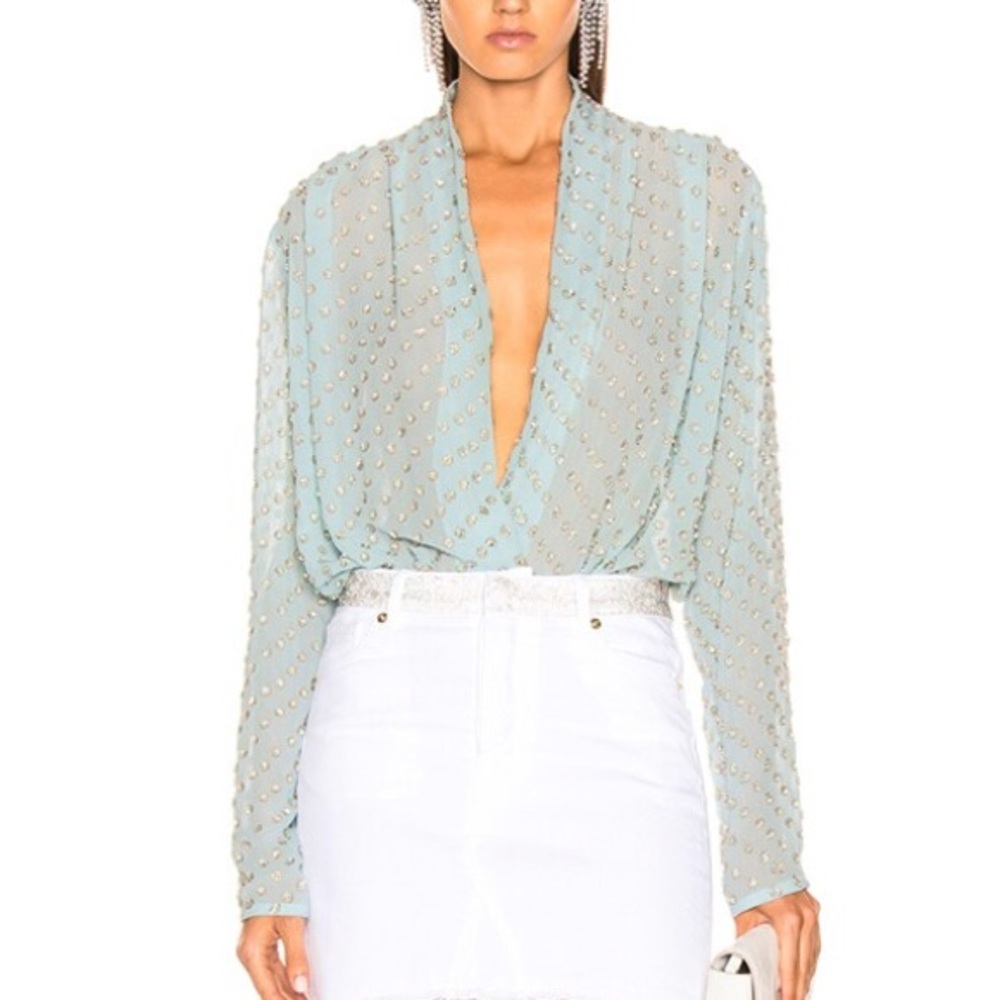 Raisa Vanessa blue embellished bodysuit